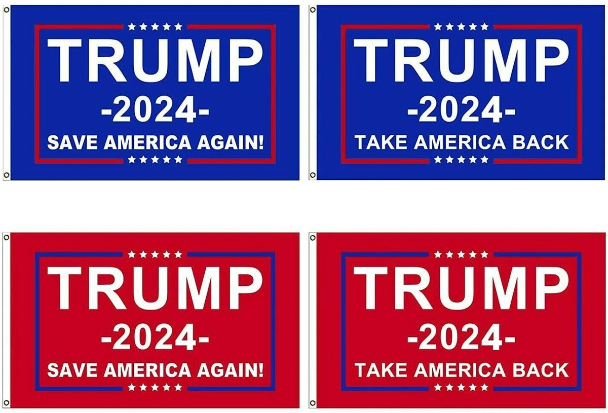 Set Of 4 Donald Trump Save America & Take America Back Flags 3x5 Feet