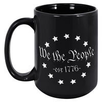 Large Black We The People 1776 Coffee Mug with Stars